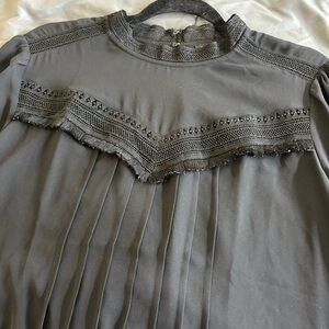 Ann Taylor Elegant Black Blouse with Lace Detail